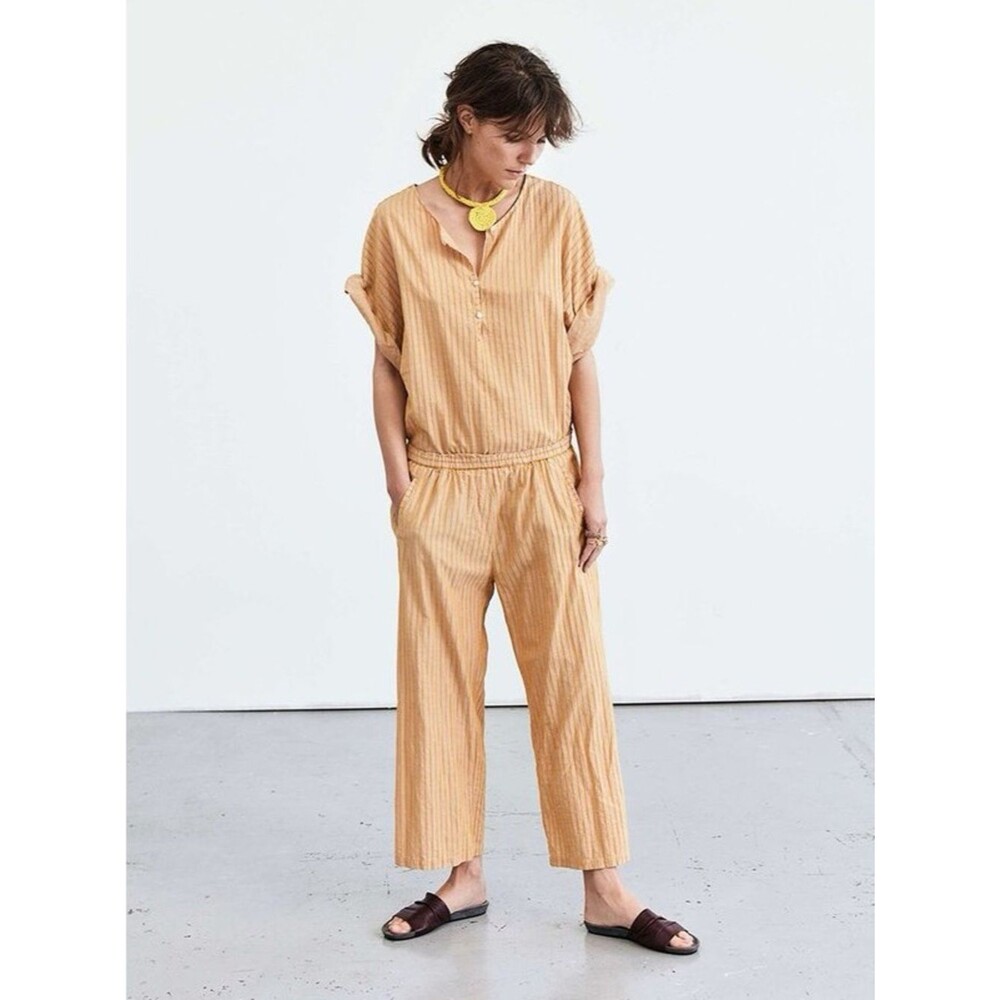 Humanoid Maisy Jumpsuit 100% Cotton Jumpsuit Textured Honey Striped Sz S